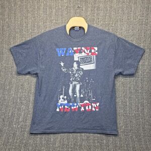 Wayne Newton T-Shirt Men's 2XL Heather Blue USA Flag Camo Concert Graphic Tee